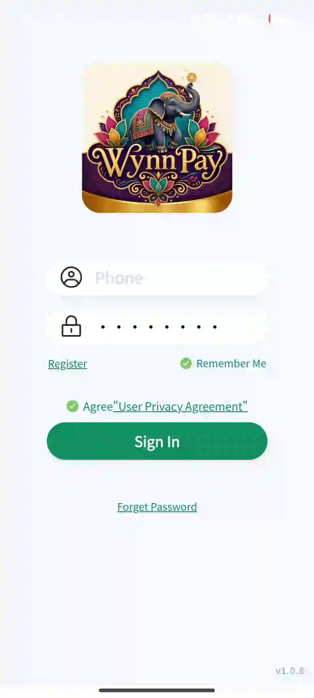 WynnPay earnings and wallet balance screen